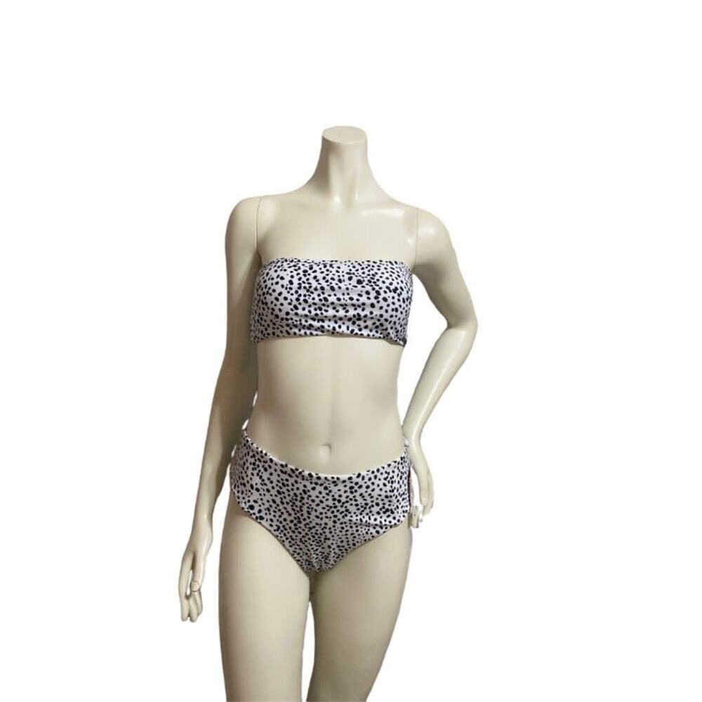 NWT 12 Crazy White /Leopard Print 2 Piece Swimsuit Print Size Large